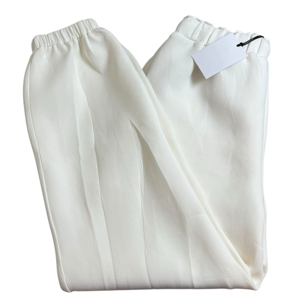 NEW Grey‎ Lab Womens Large White Scuba Joggers Loungewear Pants Drawstring